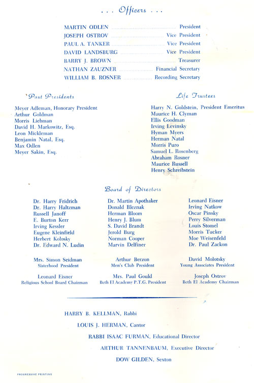 Dedication ceremony, Beth El Cherry Hill, 1968