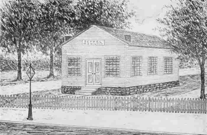 Bethel Methodist Episcopal Church, dedicated 1844
