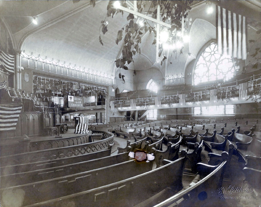 Undated interior photo of Broadway Methodist Episcopal Church, circa 1917-1918