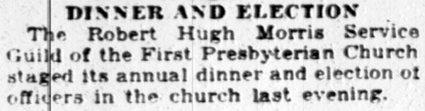 Camden Courier-Post, February 21, 1928 — First Presbyterian Church dinner and election