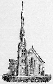Calvary Presbyterian Church building at 2nd and Pearl Streets, illustration published 1886 when it was the North Baptist Church