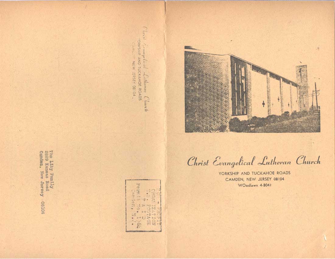 Christ Evangelical Lutheran Church, The Lamplighter newsletter cover, January 1967