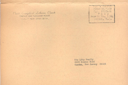 Christ Evangelical Lutheran Church, The Lamplighter newsletter back cover, January 1967