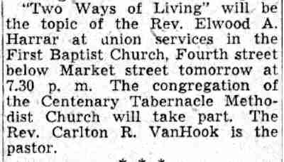 Camden Courier-Post, July 26, 1941 — Two Ways of Living, Rev. Elwood A. Harrar, Rev. Carlton R. VanHook