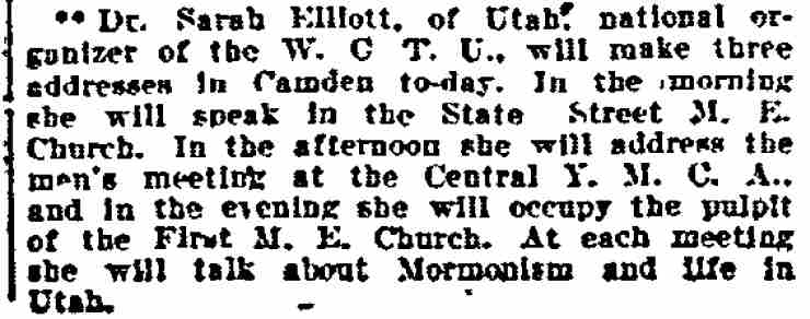 Philadelphia Inquirer, October 23, 1903 - Dr. Sarah Elliott at State Street M.E. Church