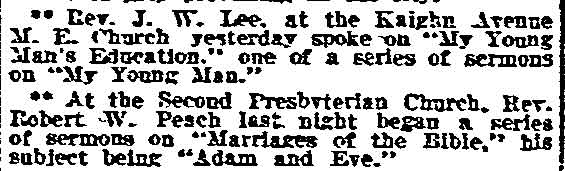 Philadelphia Inquirer, January 7, 1907 — Second Presbyterian Church sermon series