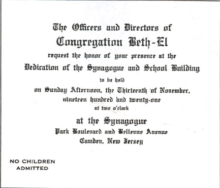 Beth El, 1921