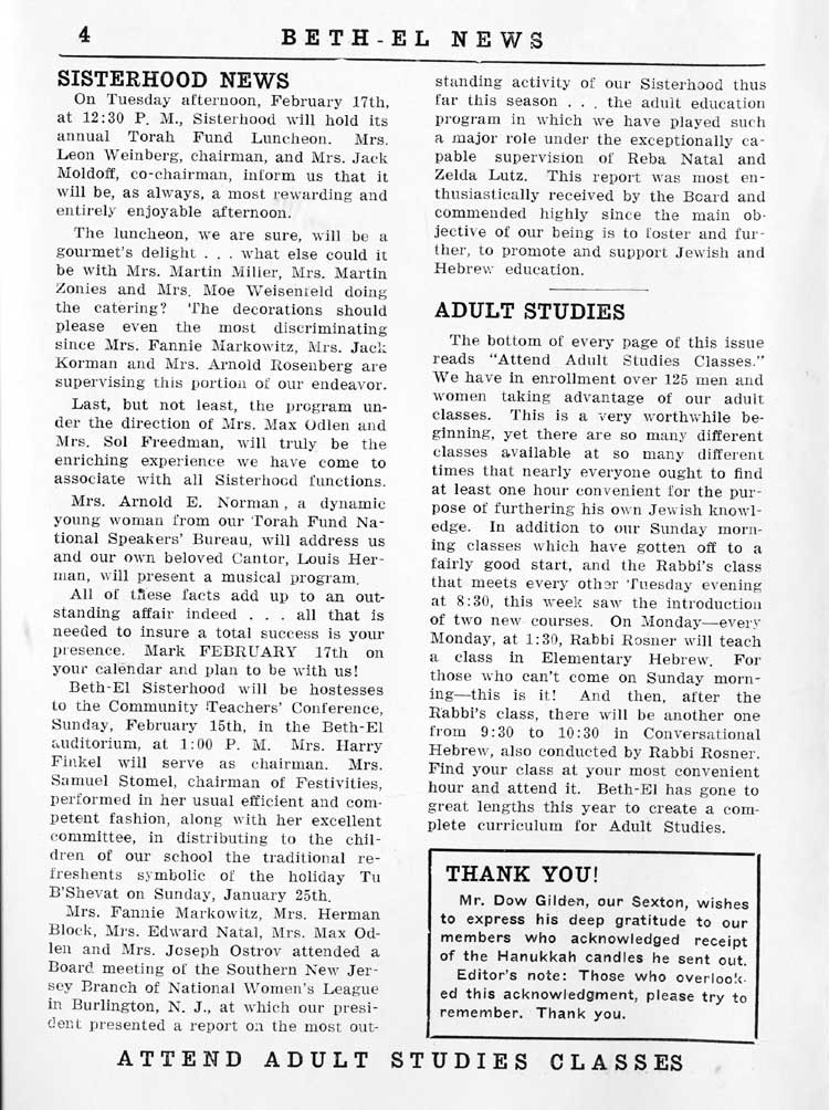 Beth-El News, January 30, 1959, page 4