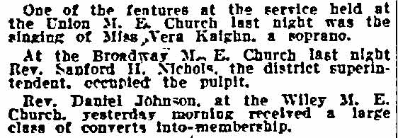 Philadelphia Inquirer, September 8, 1913 — Church Notes