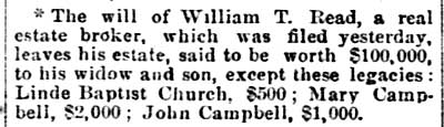 Philadelphia Inquirer clipping, August 12, 1891