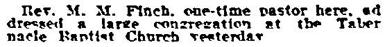 Philadelphia Inquirer, December 14, 1914 — Rev. M. M. Finch at Tabernacle Baptist Church