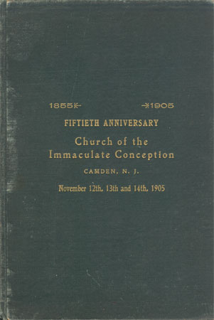 Cover of the 1905 Golden Jubilee book, Church of the Immaculate Conception, Camden