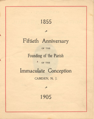 Golden Jubilee program, page 2, Church of the Immaculate Conception, Camden, 1905