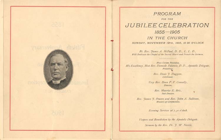 Golden Jubilee program, page 3, Church of the Immaculate Conception, Camden, 1905