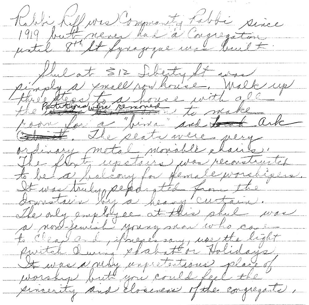 Handwritten account of the Lichtenstein family and Congregation B'nai Abraham, page 3