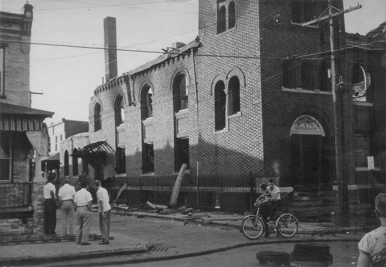 Linden Baptist Church fire aftermath, July 24, 1954