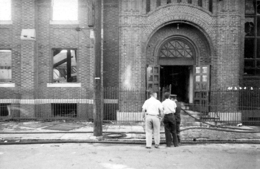 Linden Baptist Church fire aftermath, July 24, 1954