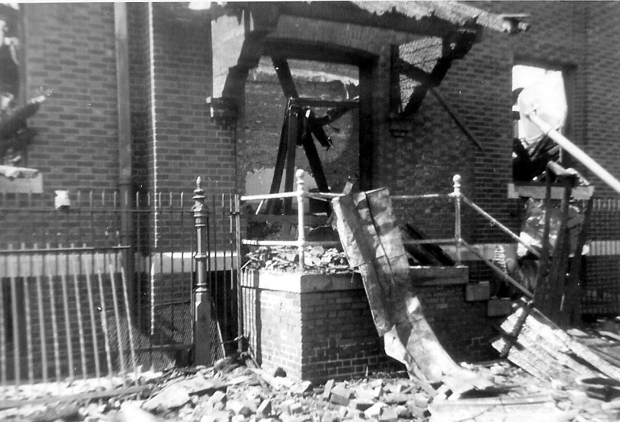 Linden Baptist Church fire aftermath, July 24, 1954
