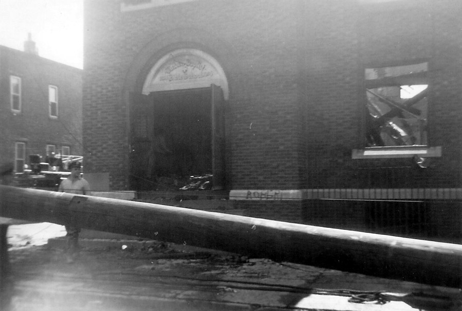 Linden Baptist Church fire aftermath, July 24, 1954