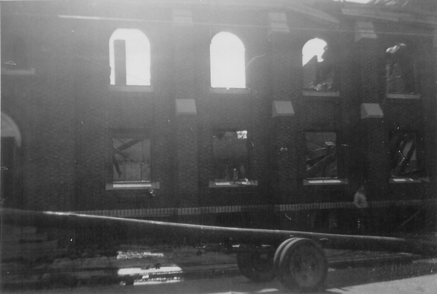 Linden Baptist Church fire aftermath, July 24, 1954