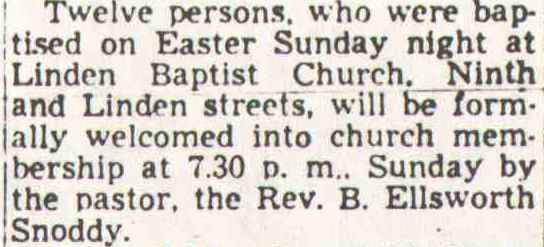 Camden Courier-Post, April 16, 1950, Linden Baptist Church