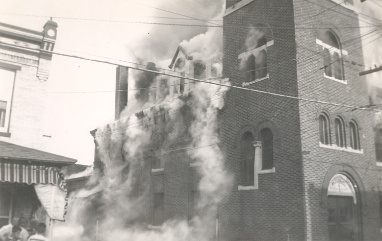 Linden Baptist Church fire, July 23, 1954