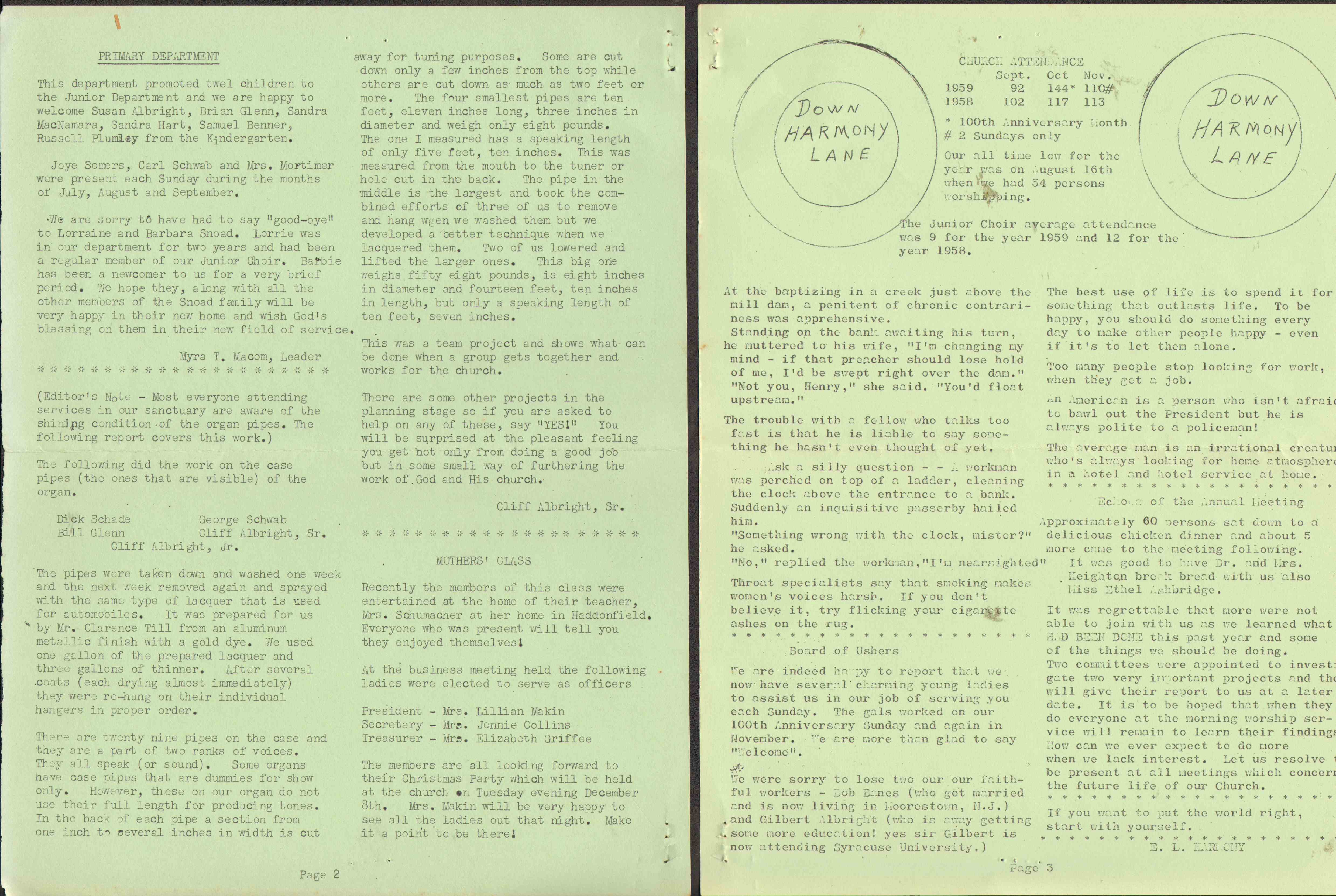 North Baptist Church North Star newsletter, December 1959, page 2