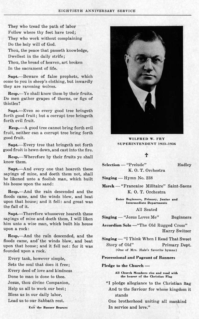 North Baptist Church 80th Anniversary Service booklet, page 3