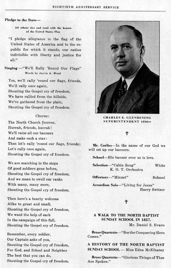 North Baptist Church 80th Anniversary Service booklet, page 4