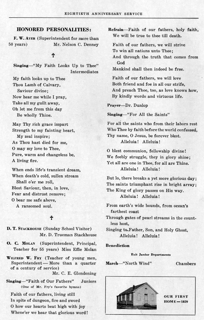 North Baptist Church 80th Anniversary Service booklet, page 5