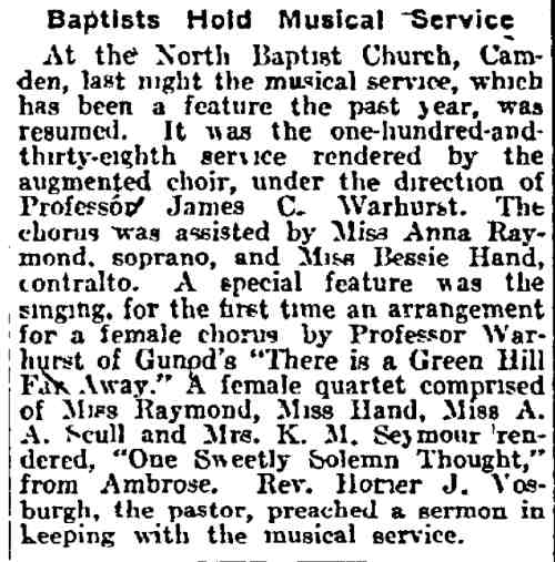 Philadelphia Inquirer, October 17, 1912, North Baptist Church
