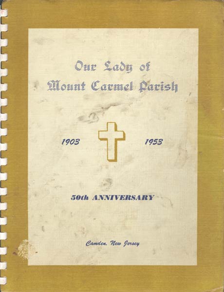 Our Lady of Mt. Carmel 50th Anniversary Book front cover, 1903-1953