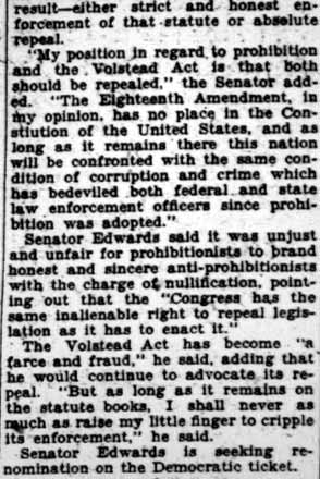 Edwards Endorses M. E. Church Stand — article continuation, Camden Courier-Post, January 31, 1928