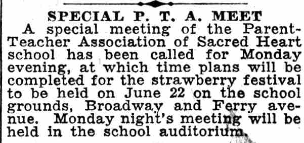 Special P.T.A. Meet, Sacred Heart, Camden Courier-Post, June 1932