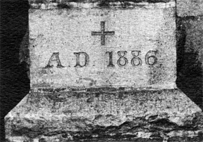 The Sacred Heart cornerstone, laid by Philip McDonald on July 4, 1886