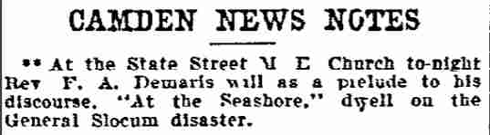 Philadelphia Inquirer, June 19, 1904 - State Street M.E. Church, General Slocum disaster