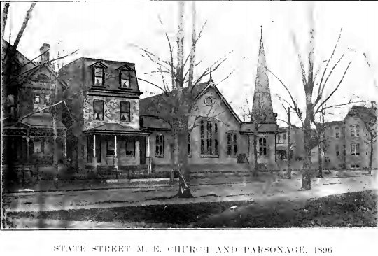 1896 - State Street Methodist Episcopal Church, parsonage and steeple, Camden, NJ