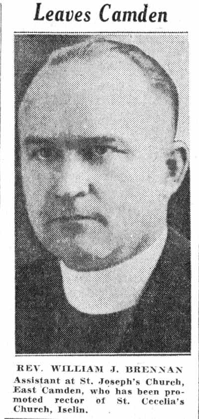 Leaves Camden — portrait of Rev. William J. Brennan