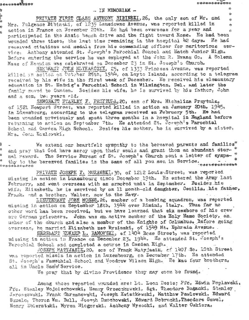 St. Joseph's Parish Bulletin, February 7, 1945, page 2