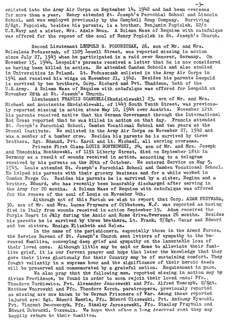 St. Joseph's Parish Bulletin, November 29, 1944, page 3