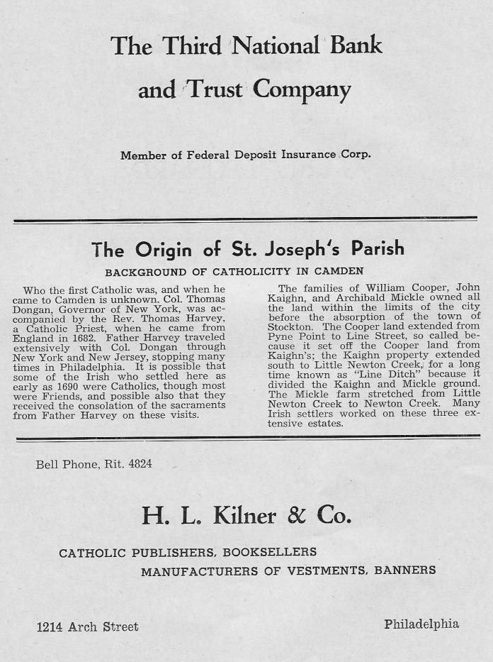 Golden Jubilee Year Book, page 11 — History of St. Joseph's Parish