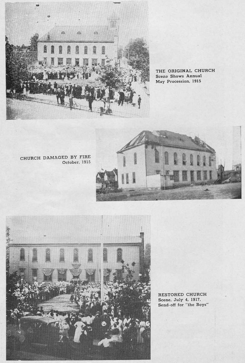 Golden Jubilee Year Book, page 36 — Pictures of St. Joseph's Church buildings