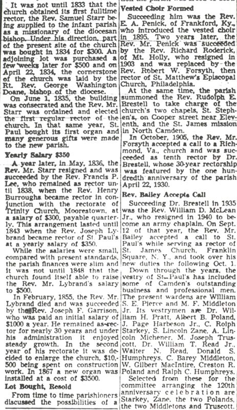 Camden Courier-Post, April 27, 1950 — St. Paul's Episcopal marks 120th year, page 2