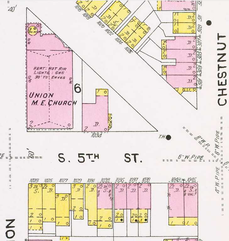 1906 Sanborn Map showing Union Methodist Episcopal Church