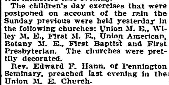 Philadelphia Inquirer, June 22, 1896 — Children's Day exercises in Camden churches