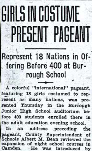 Girls in Costume Present Pageant - Camden Courier-Post, January 8, 1938
