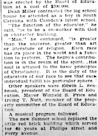 Charles Sumner School, Camden Courier-Post, February 4, 1928