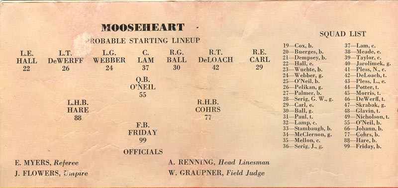 1950 football program, page 6