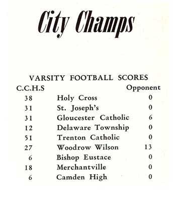 Camden Catholic High School 1961 football season record