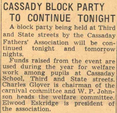 Cassady Block Party to Continue Tonight - Camden Courier-Post, June 23, 1939